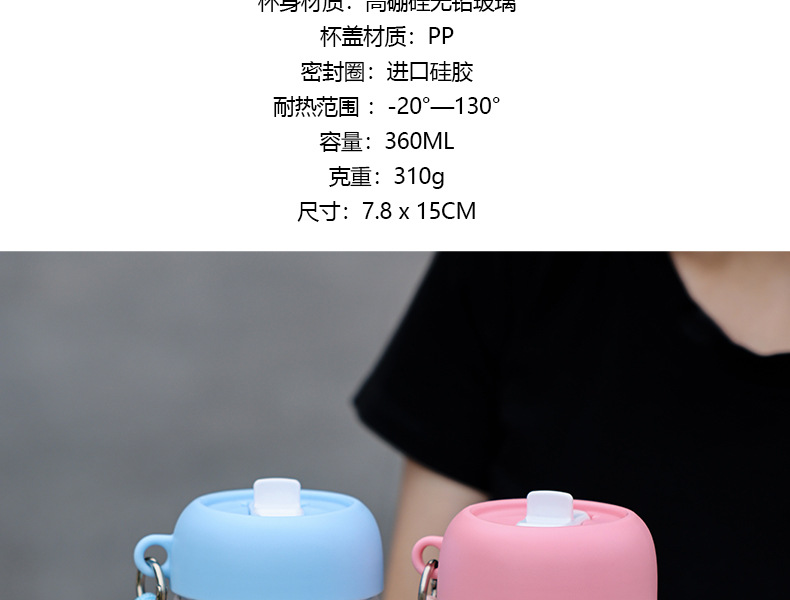Cute Rabbit Master. Original InS-style glass water cup with heat-resistant cup sleeve and double-drinking straw. Ins-style heat-resistant water cup pic 4