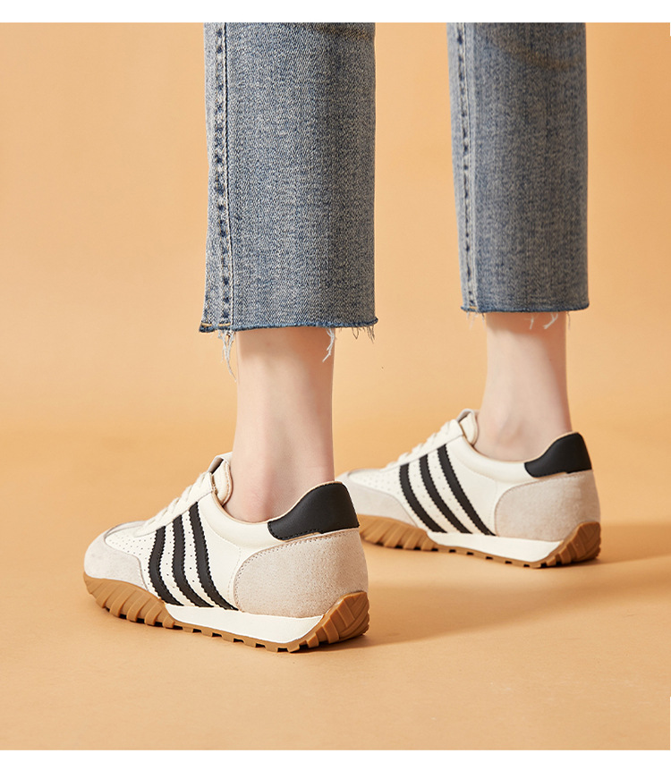 蜜蜂一狼旗舰店高端秋季德训女鞋休闲真皮运动阿甘鞋透气女士潮鞋详情17