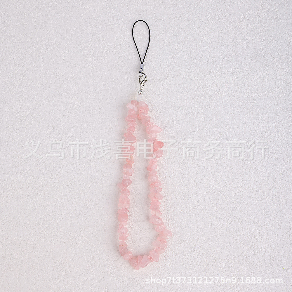 欧美DIY串珠石头手机链 宝石碎石手机链条手腕带天然水晶手机挂绳详情10