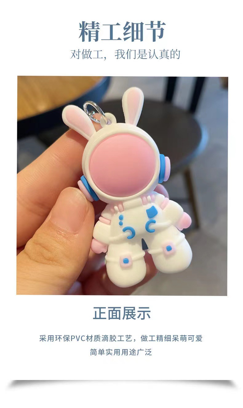 Space Rabbit keychain pendant, ins, high appearance level cartoon rabbit doll car pendant decoration pic 4