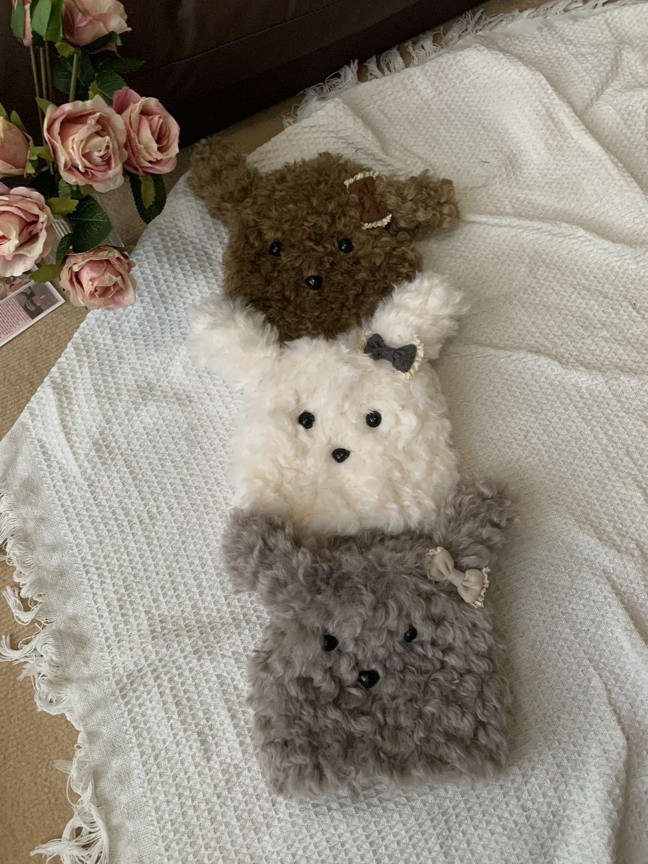 新卡通毛茸茸可爱斜耳狗毛绒手套时尚护手女加厚保暖百搭时尚袖套详情29