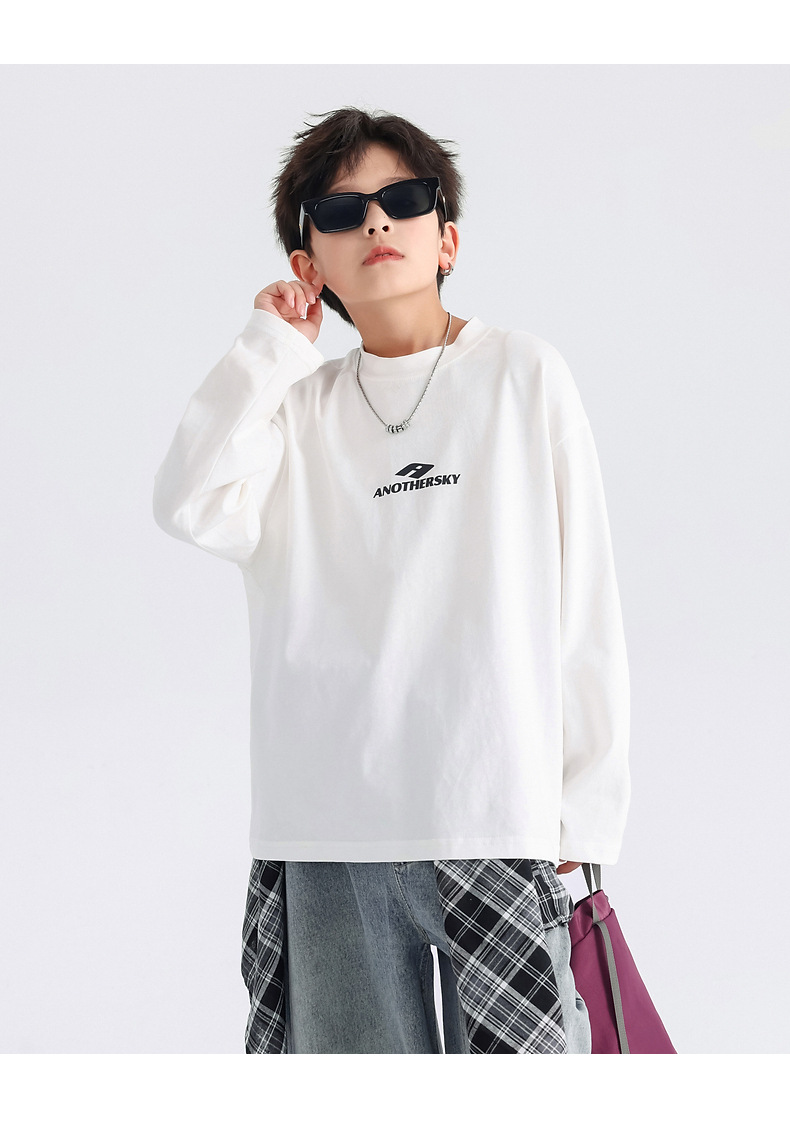 Белые футболки с длинными рукавами для мальчиков из весеннего хлопка 2026 - го года pic 18