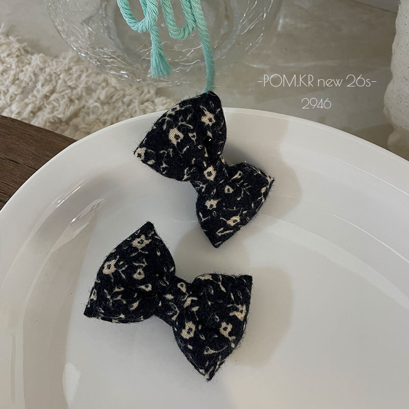 pom.kr森系手工蝴蝶结布艺儿童发夹蕾丝秋冬百搭鸭夹甜美刘海夹女详情6