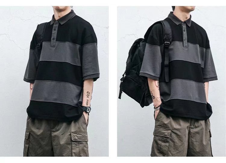 ins fashion brand loose casual short-sleeved polo shirt pic 4