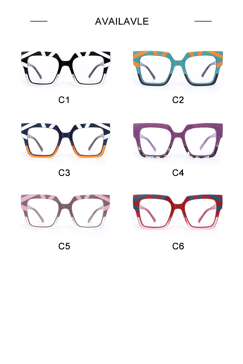 European and American trendy eyeglass frame for women, 2024 new style fashionable anti-blue light eyeglass frame, multi-color square large frame flat light glasses pic 5