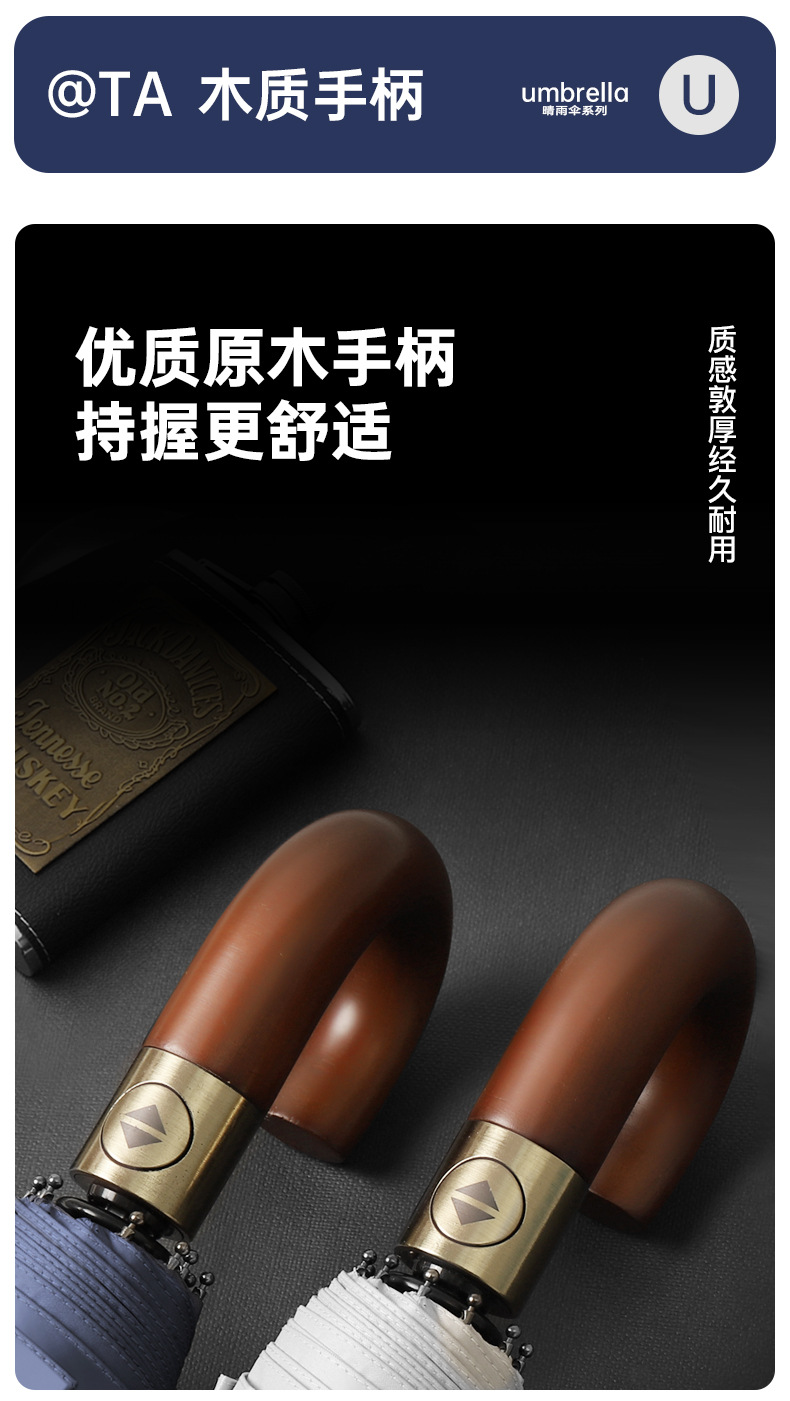 新款10全自动彩胶遮阳伞弯柄商务伞三折晴雨伞礼品伞加印logo广告详情15