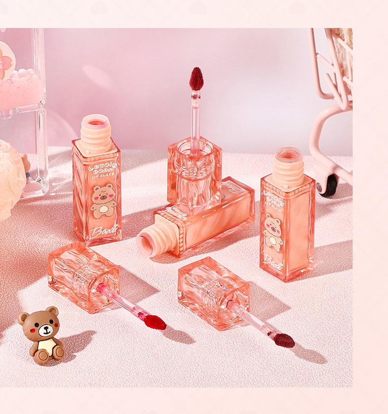 baxi Cute Baxi Milk Bear Soft Mist Lip Gloss is not easy to stick to the cup. Matte whitening lip gloss is an affordable daily lip gloss for girls pic 18
