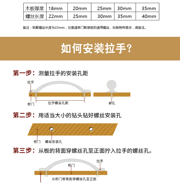 现代简约加厚实心拉丝门把手橱柜抽屉家具五金铝合金拉手批发详情19