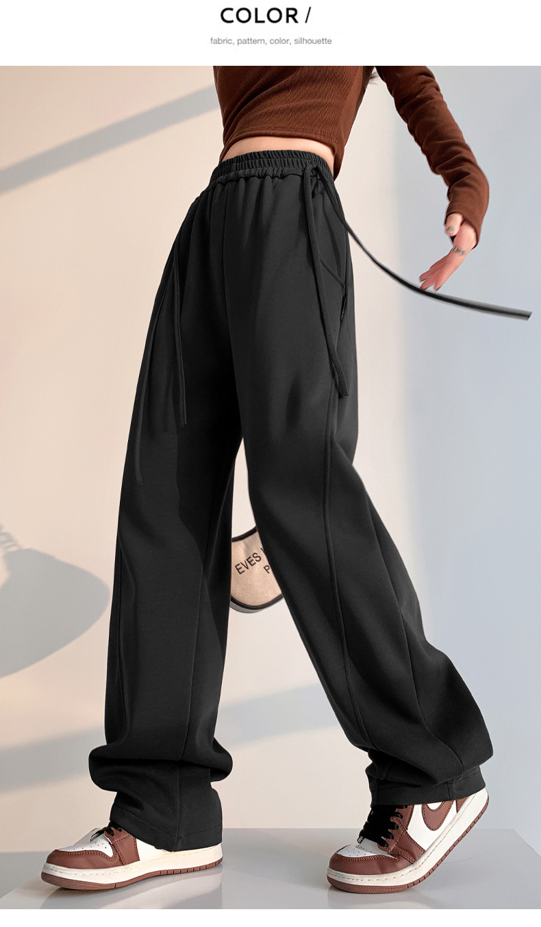 Fleece warm wide-leg pants, loose and high-waisted, slimming winter new style pic 58