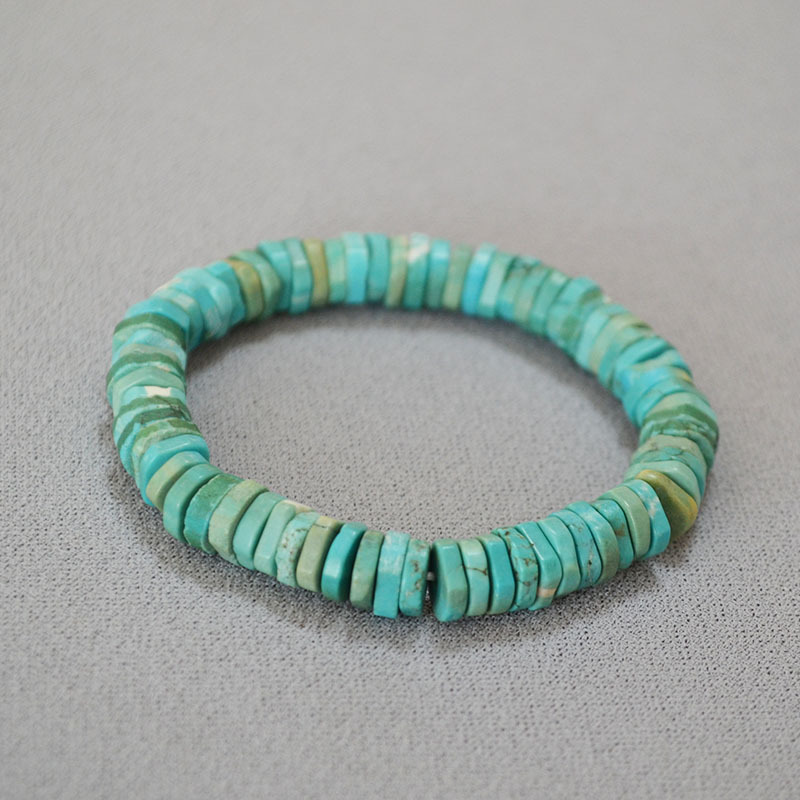 欧美小众个性气质复古夸张不规则切角绿松石隔片串珠弹力手环手串详情1