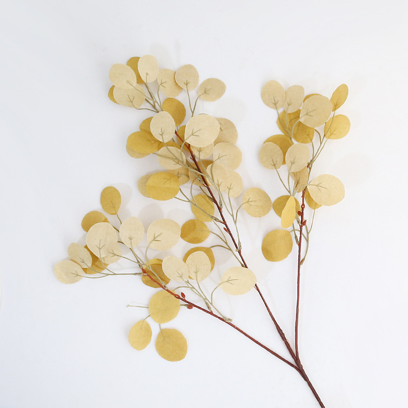 仿真植物小圆叶3叉婚礼装饰小扇叶跨境厂家批发金钱叶吊顶婚庆详情7