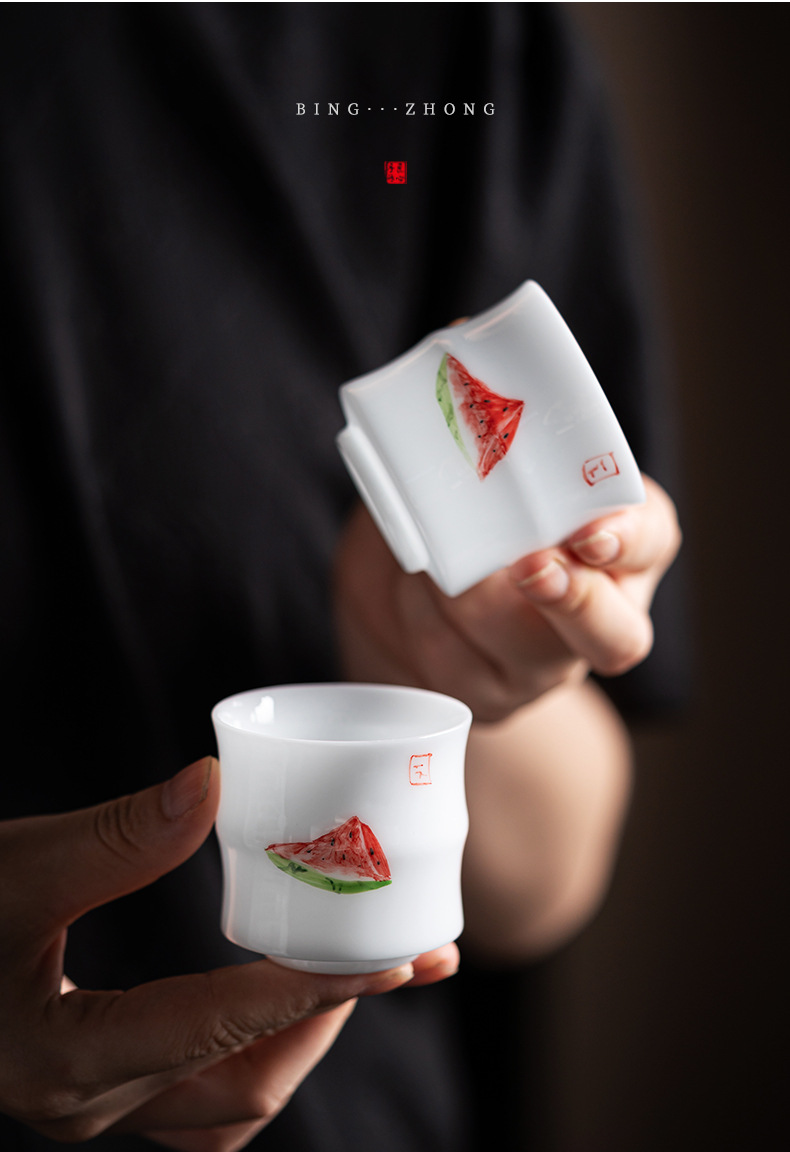 德化羊脂玉个人茶杯冰种玉瓷女士茶具主人杯品茗杯家用办公室茶杯详情17