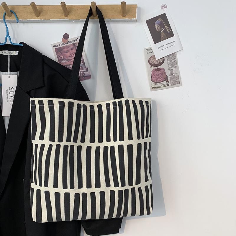 New minimalist design canvas bag for women, single-shoulder, college students, zipper handbag for class, canvas shopping bag in 2025 pic 12