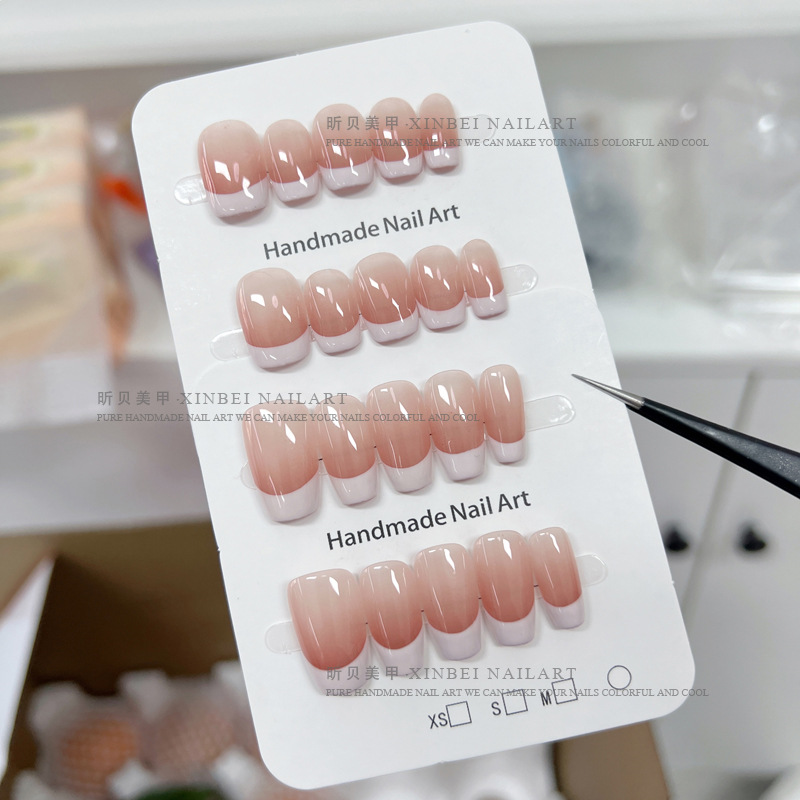 Pure desire style gradient French pink, simple and versatile, gentle, pure handcrafted nail art pic 1