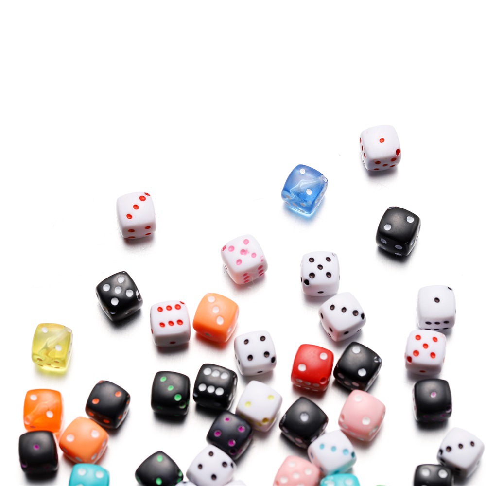 diy饰品配件手工穿绳珠亚克力骰子珠子透明彩色珠子黑白珠批发详情8