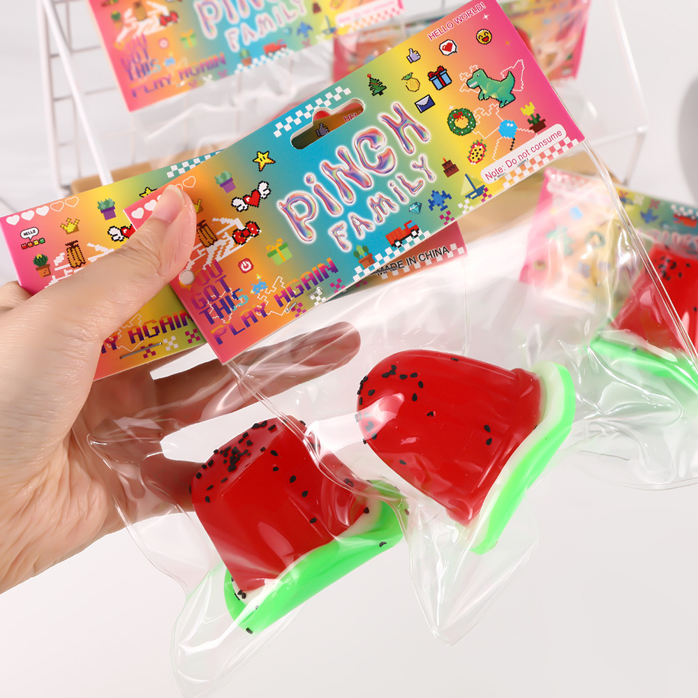 Fun Watermelon Jelly Kneading Fun, a popular imitation pudding, stress-relieving toy, slow rebound, release stress relief, food and play pic 3