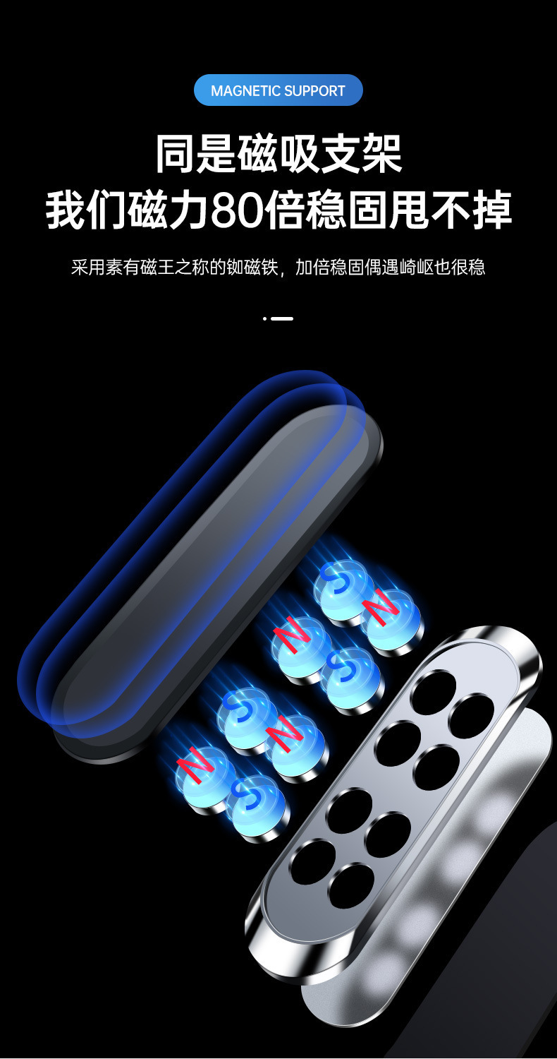 The F16 metal magnetic car mobile phone navigation stand with strong magnetic adsorption and 360° rotation adjustment pic 4