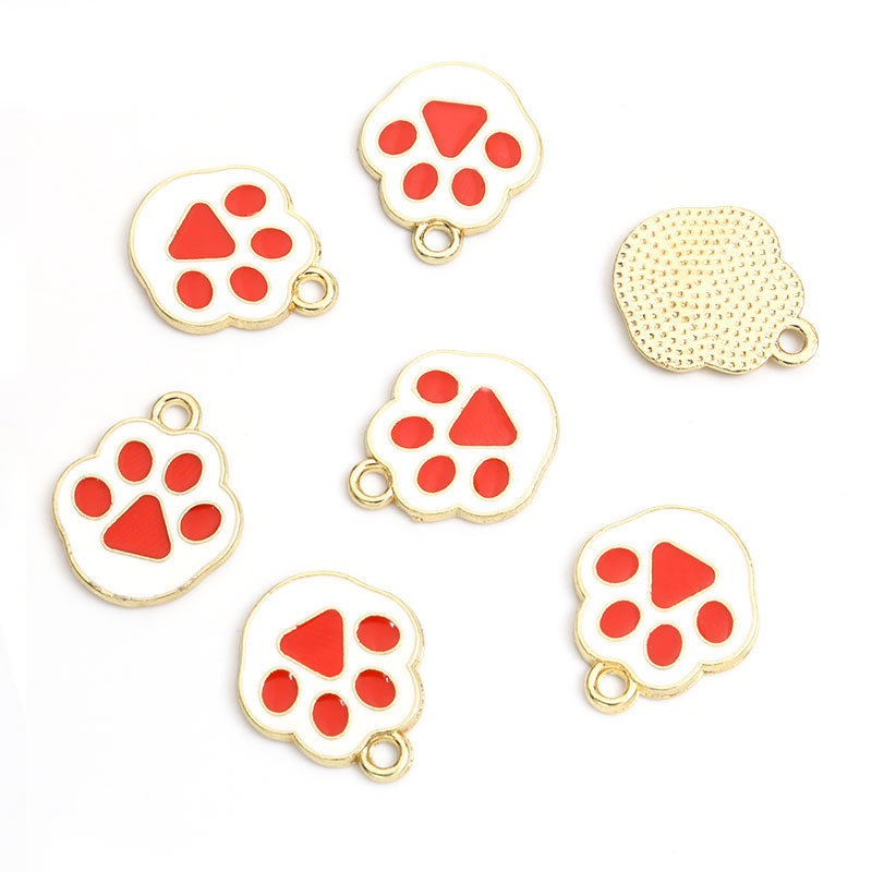 猫爪狗脚印滴油合金挂件脚丫DIY饰品配件手链项链耳环钥匙扣吊坠详情7