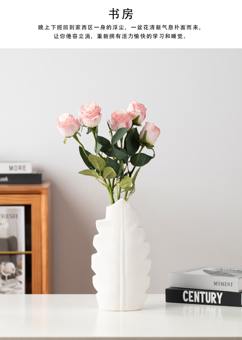 2025 Nordic simple white Ceramic vase for living room, high-end dried flower arrangement, water-grown fresh flowers, light luxury frosted entrance hall decoration, vase, ceramic decoration, ceramic vase handicrafts pic 2