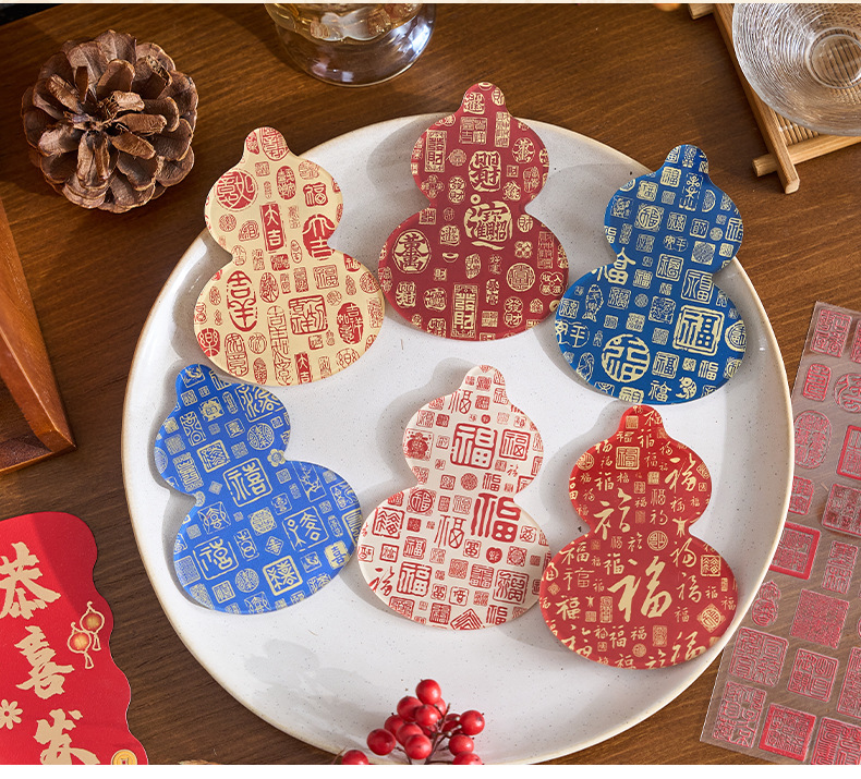 传统吉祥图案葫芦形冰箱贴手工葫芦宋锦小马挂件铜质摆件塑料盆装饰品详情3