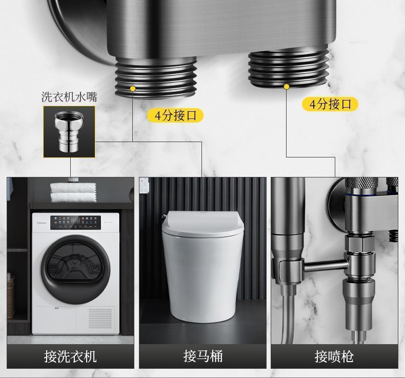 马桶喷枪枪灰色妇洗器增压喷头黄铜体卫生间厕所家用高压角阀水龙详情9