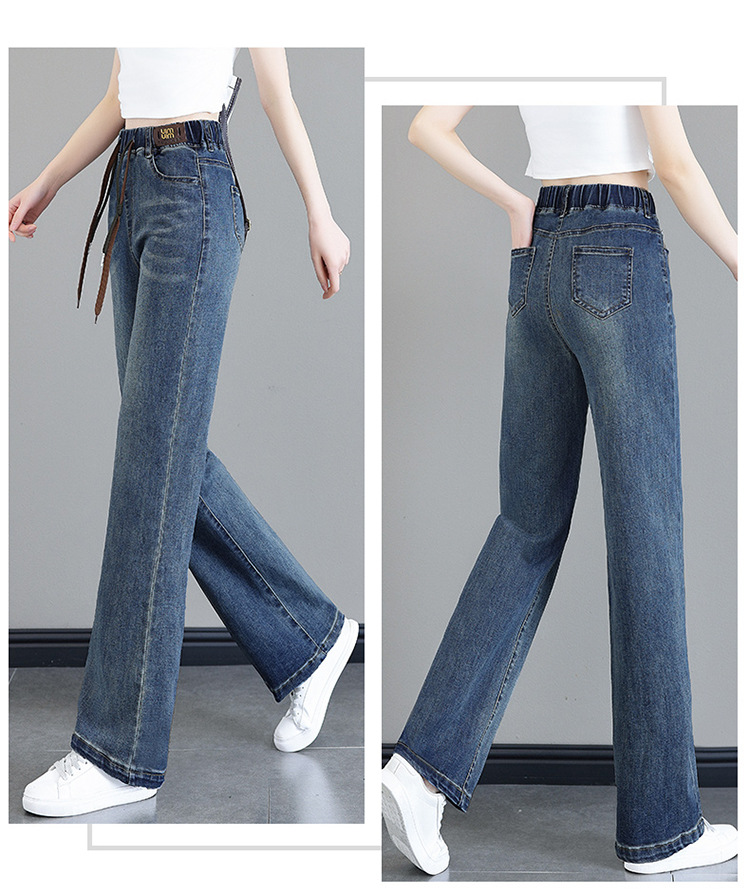 High-waisted stretch-tight jeans for women, new Spring and Autumn 2025, loose and plate-sized, slimming and height-increasing 9-inch straight wide-leg pants pic 12