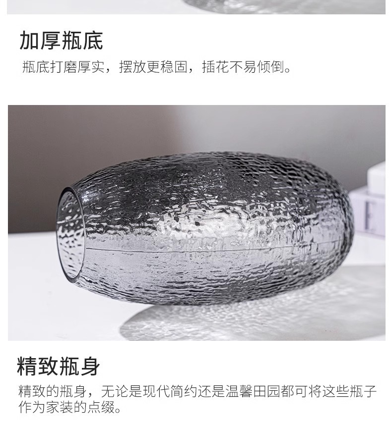 Free shipping for large glass vases, light luxury retro transparent water-grown dragon willow and horse drunken wood ornaments, living room flower arrangements pic 10