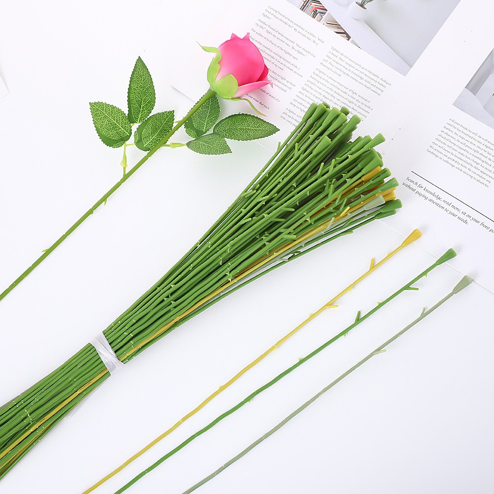 仿真花塑料玫瑰花枝配件假花干花制作花杆园艺装饰材料办公文化用品详情3