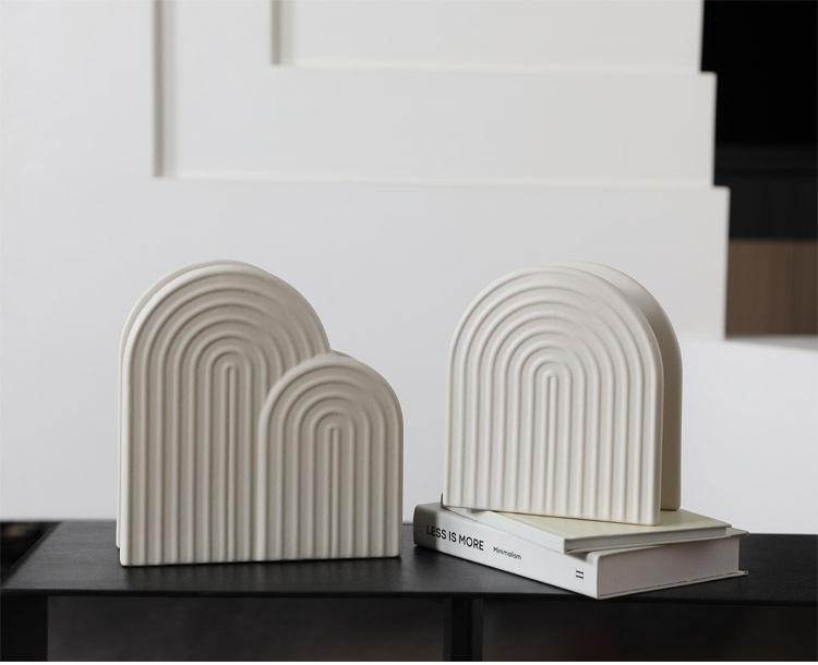 2026 Nordic ceramic arched decorative bookstand, vase, candlestick, scented candle holder, soft decoration pic 3