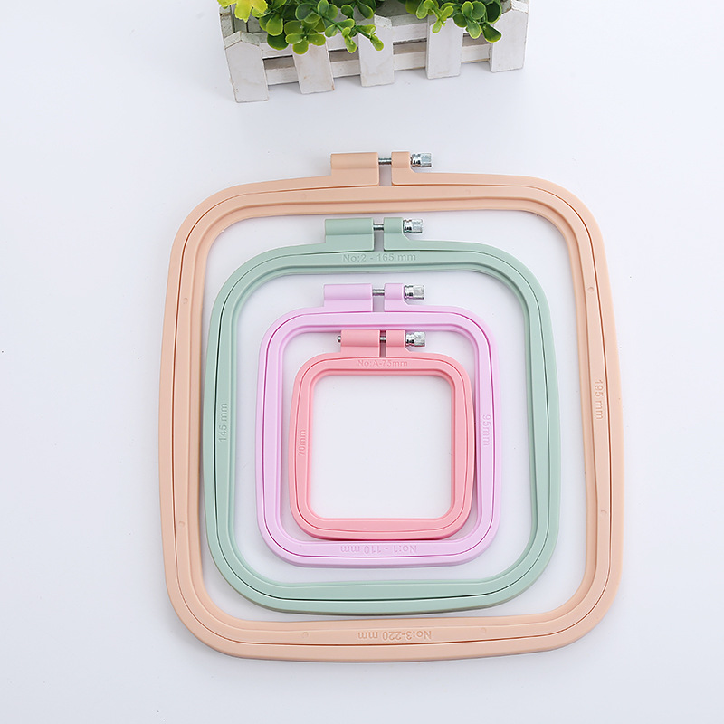 Embroidery machine accessories: Middle adjustable flower stand, round embroidery frame, embroidery stretch, candy-colored ABS plastic square embroidery ring pic 18