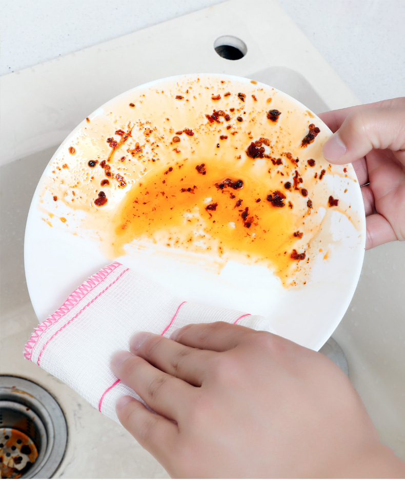 Factory direct sales of non-stick cotton yarn dishcloths, oil-absorbing scouring pads, 5-layer cotton-padded cleaning cloths, and water-absorbing dishcloths pic 3