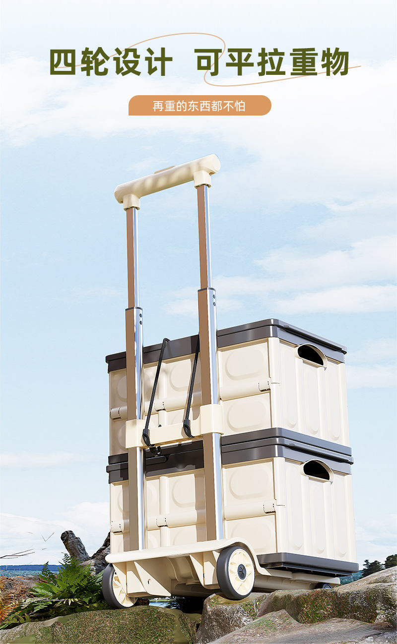 跨境小推车拉货平板手推车折叠便携搬运车家用拖车手拉取快递神器详情3
