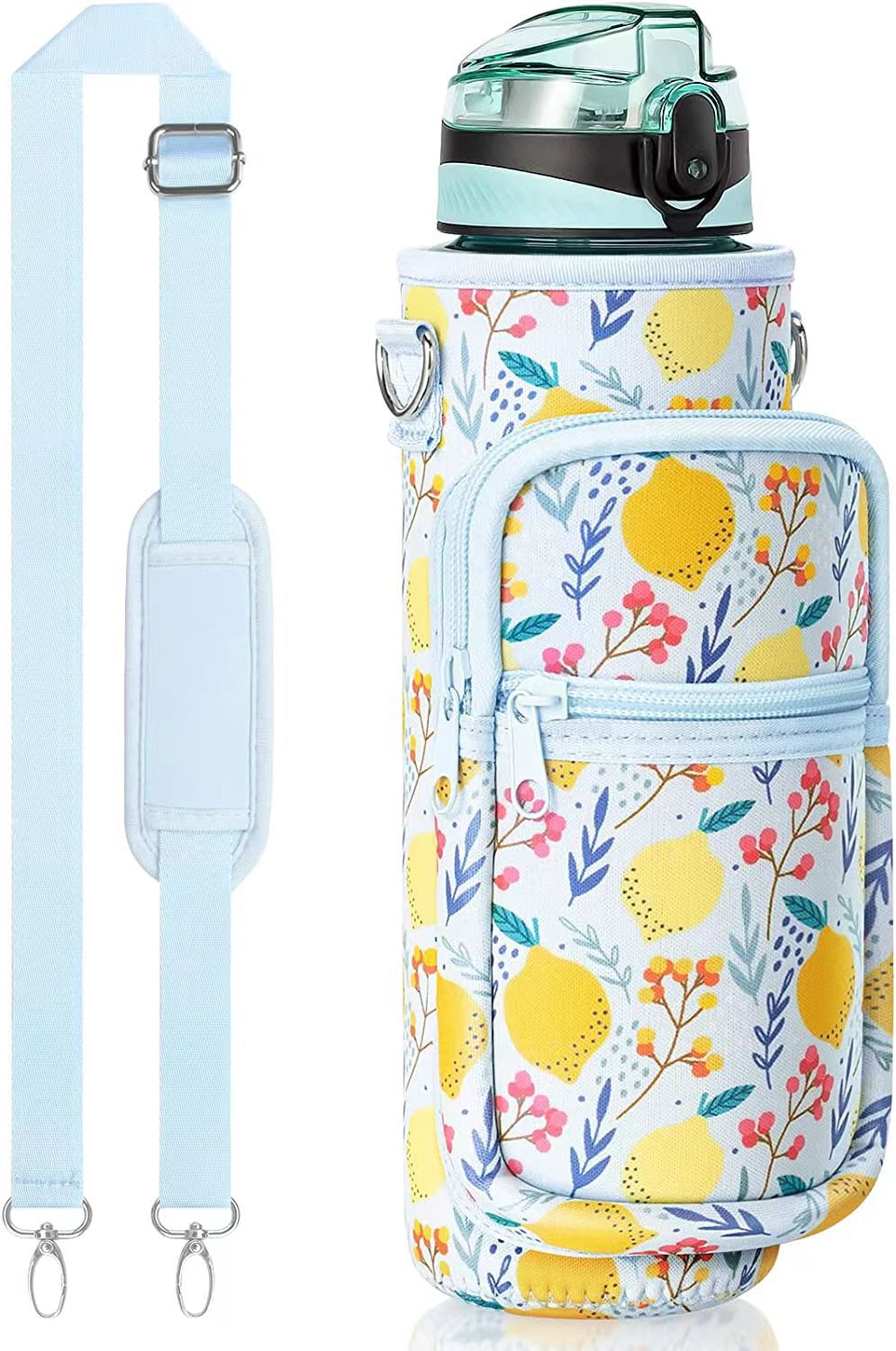 Wholesale SBR diving material outdoor sports water bottle cup covers, hand-held shoulder strap portable thermos flask protective covers from the manufacturer pic 24