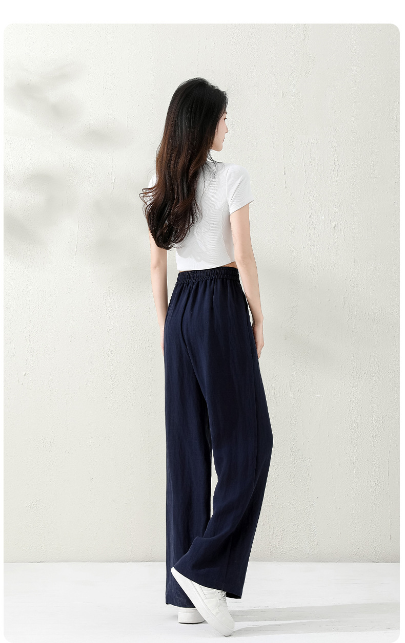 百搭天丝亚麻裤子女时尚百搭堆堆裤垂感显高显瘦裤子25年夏季新品详情13