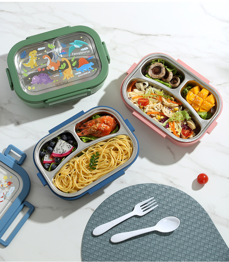 分隔不锈钢饭盒卡通高颜值保温午餐分格便当盒便携学生上班族餐盒01571详情18