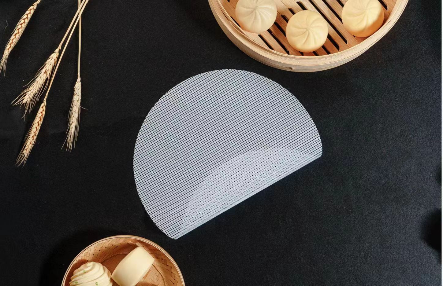 【1-11 Zones 】50CM【 Silicone 】 Steamer cloth 50/ pack 500/ piece Silicone pad high-temperature resistant steamer paper reusable 50CM steamer cloth Non-stick steamed bun cloth washable pic 2