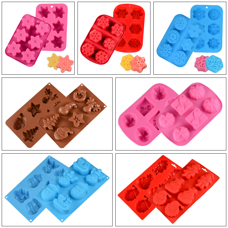 Wholesale of Christmas silicone mold Christmas tree creative cake gingerbread man cookies Christmas pudding chocolate molds pic 2