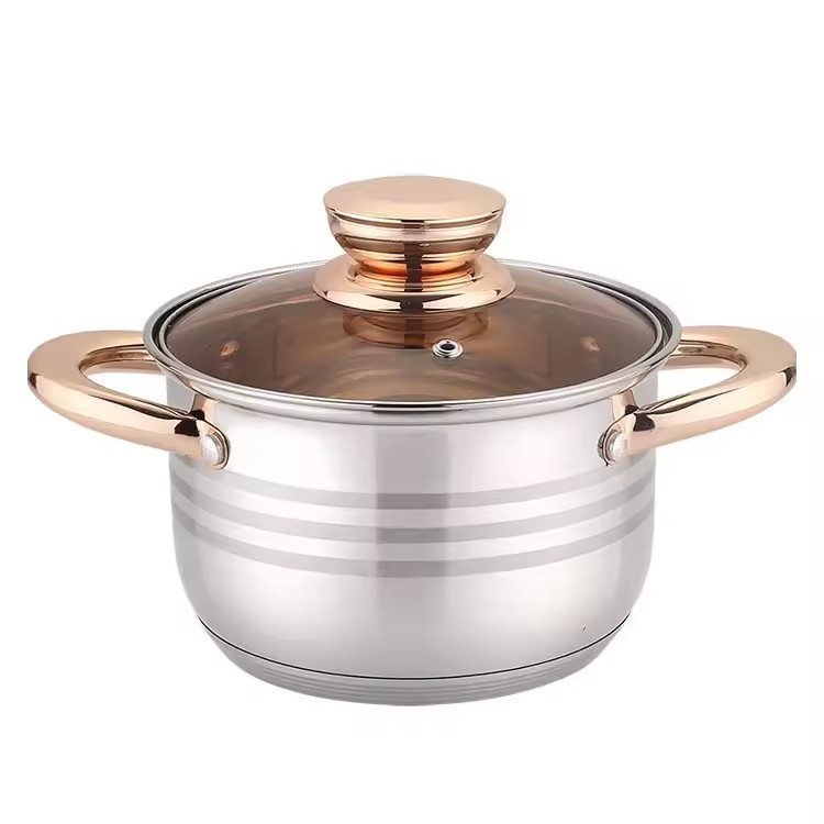 Hot-selling 12-piece stainless steel cookware set, thickened double-bottom soup pot, flat pan, cross-border export pot set pic 21