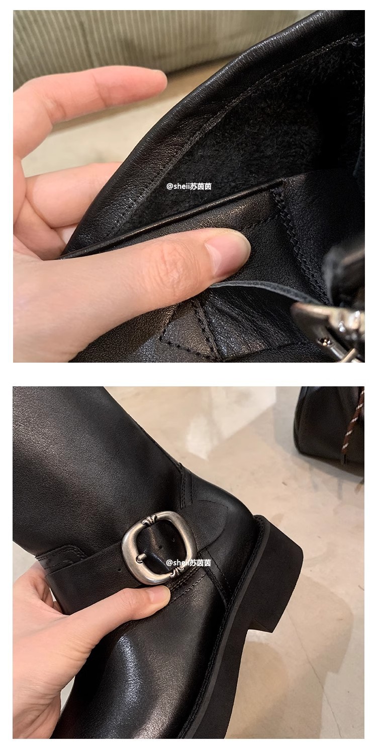 sheii苏茵茵同款！沙丘~超软糯厚底机车扣带短靴女马丁靴堆堆靴详情26