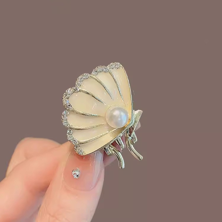 精致镶钻贝壳珍珠发夹小号鸭嘴夹浪漫少女碎发刘海侧边夹子发卡子详情5