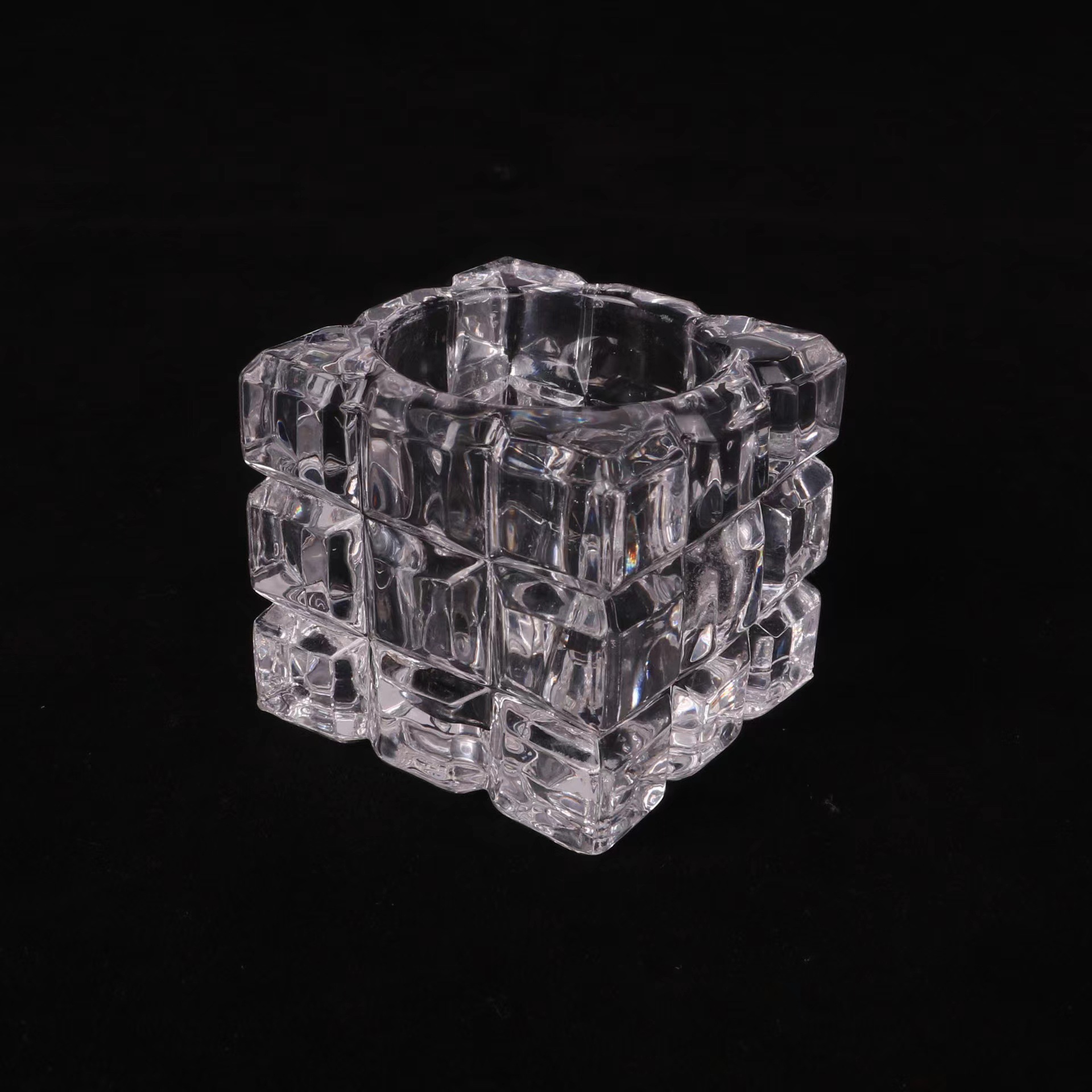 Creative square crystal glass candlesticks, lampshades, candle vessels, wax-filled square cups, lighting fixtures, glass wax cups pic 1