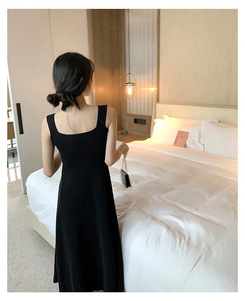 秋季新款打底针织衫女吊带连衣裙韩版宽松胖MM遮肉背心气质收腰裙详情13