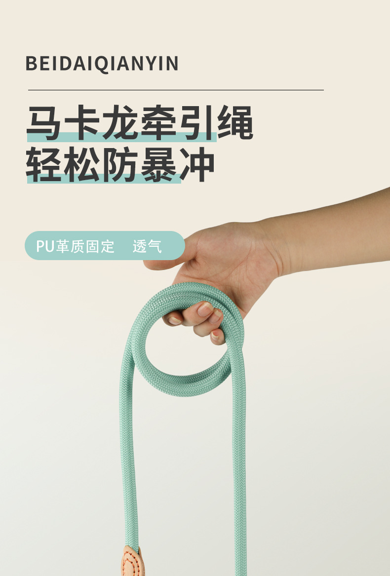狗狗牵引绳防爆冲一体式P绳P链加粗狗绳遛狗绳狗链小中大型犬通用详情4
