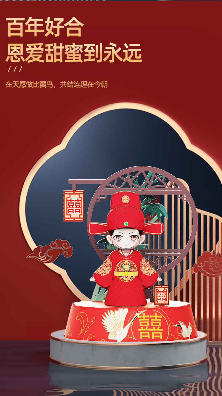 婚庆系列卡通新人形象结婚礼盒套装 pic 5