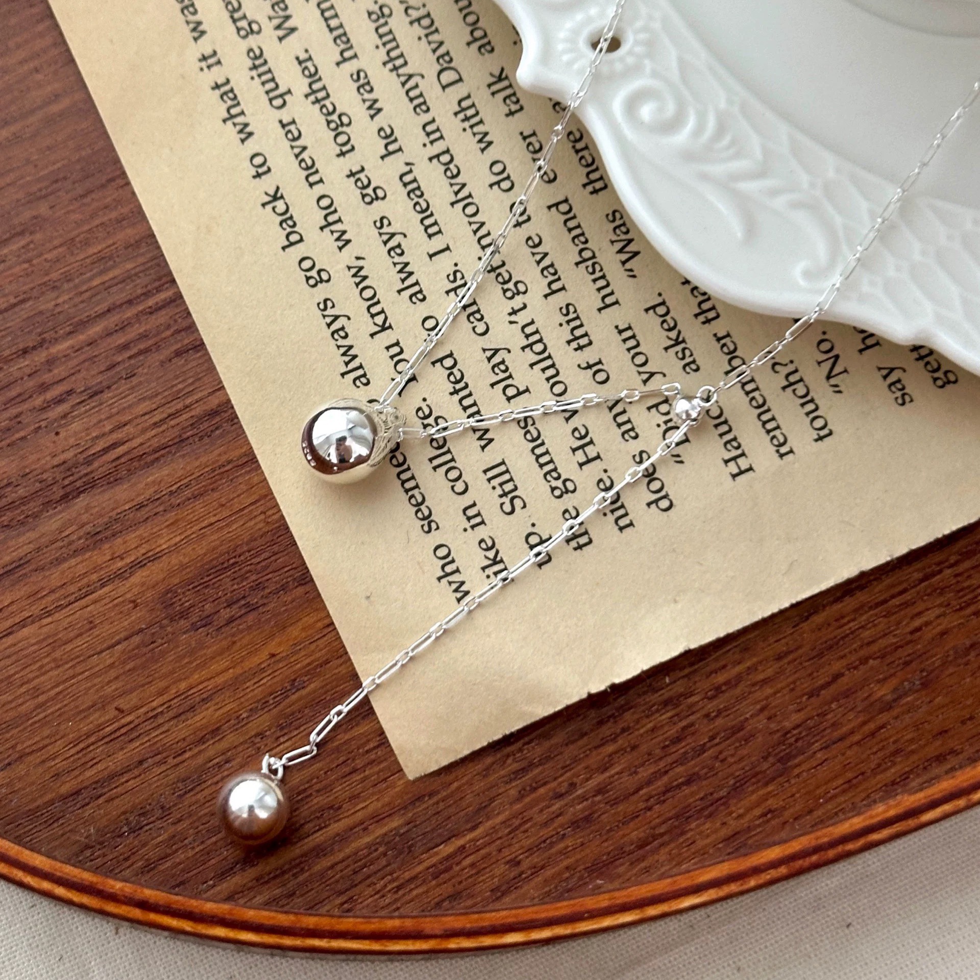 S925 sterling silver 12.8 pull-out water drop necklace, with a high-end, light luxury and niche design, simple and fashionable sweater necklace for women pic 3