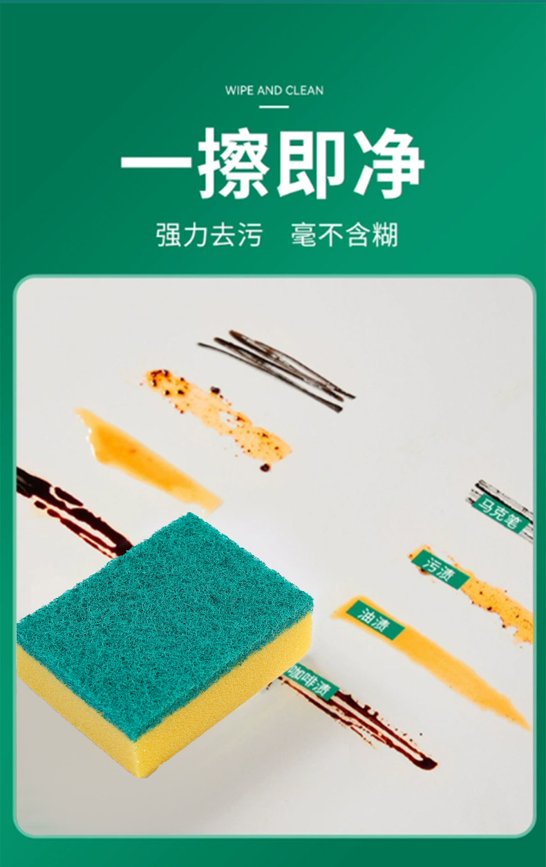 海绵擦钢丝球组合装跨境电商出口双面洗碗海绵百洁擦厨房清洁刷锅详情5