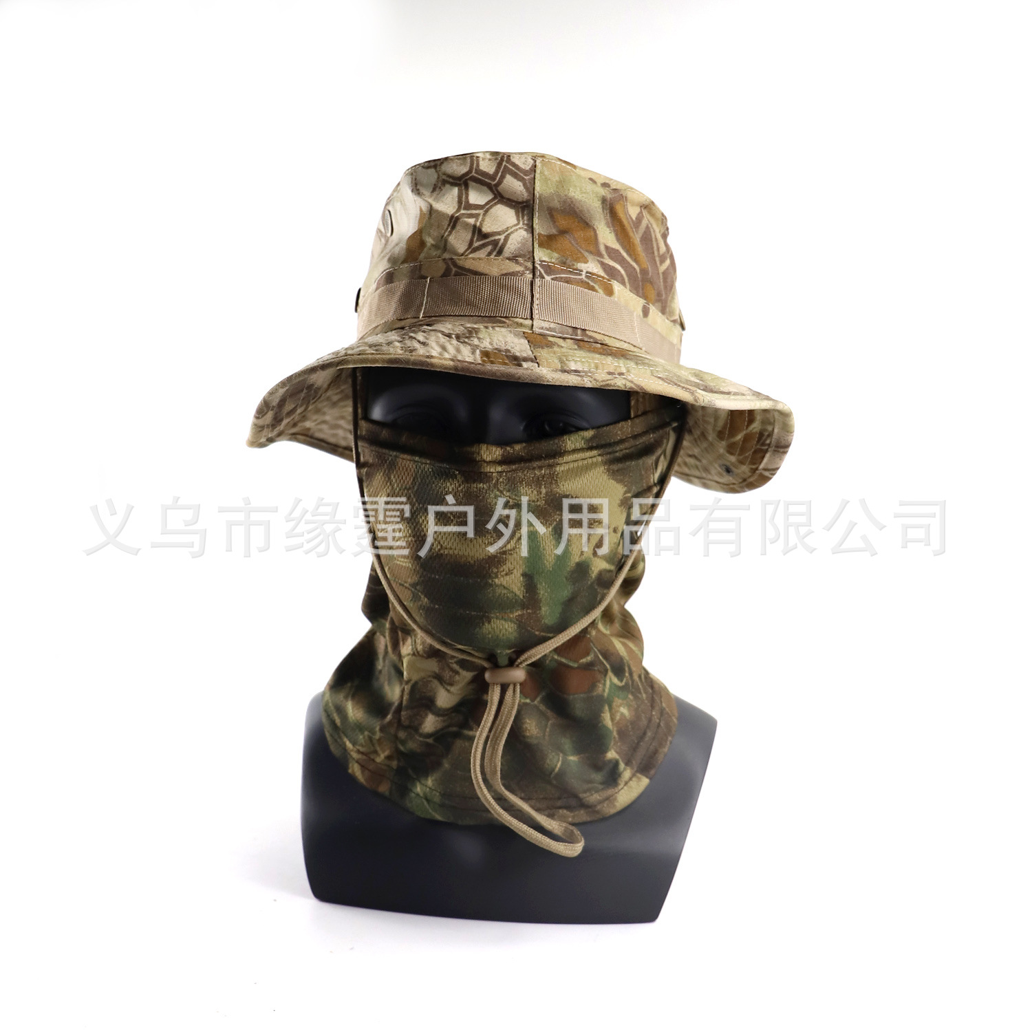 跨境现货迷彩圆边帽户外战术伪装奔尼帽可拆卸头套套装巴拉法克帽详情3