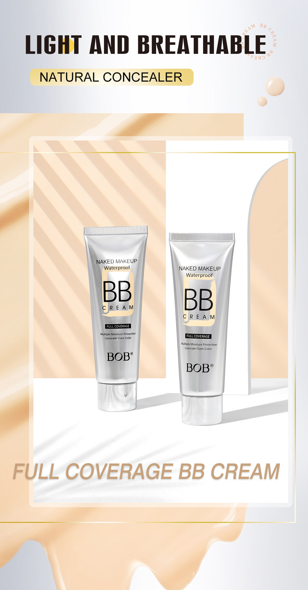 跨境专供bob隔离BB霜自然遮瑕不卡粉水润保湿持久粉底素颜霜现货详情7