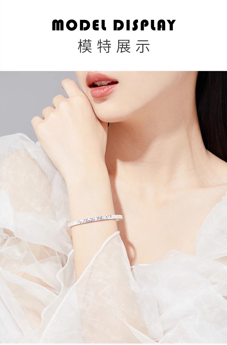 Three-sided Crushed Ice S999 pure silver bracelet for women, a light luxury solid, niche and fashionable closed new type of bracelet, versatile jewelry pic 10