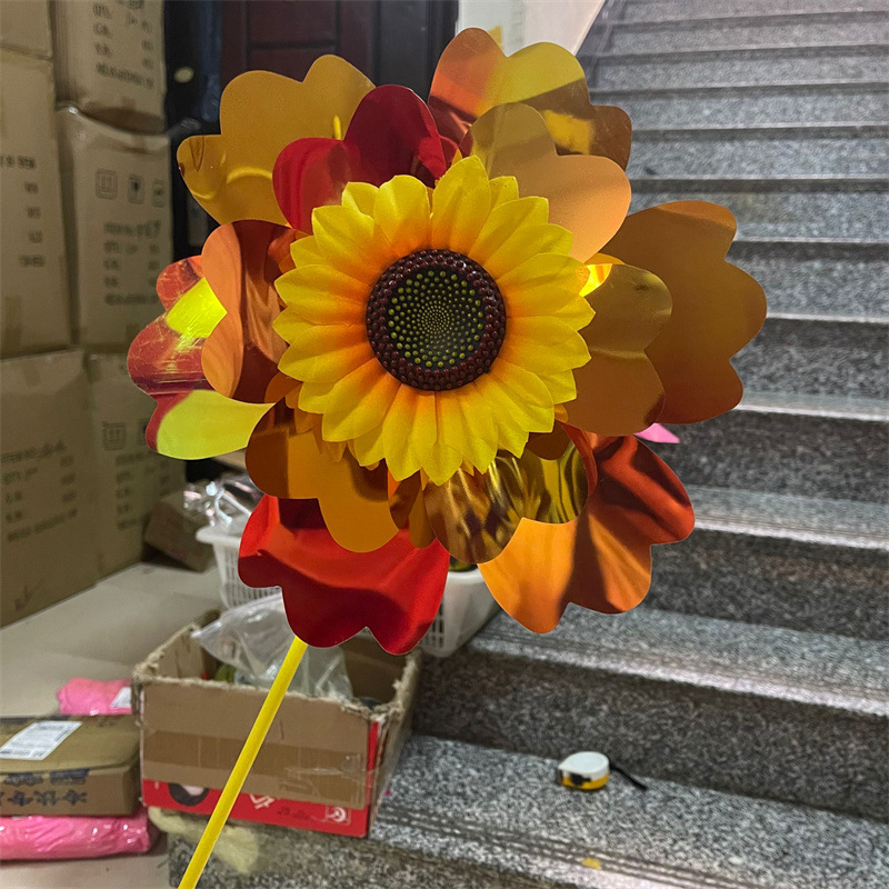 双层彩膜变色向日葵风车户外插地节庆布置道具广告楼盘装饰品批发详情29